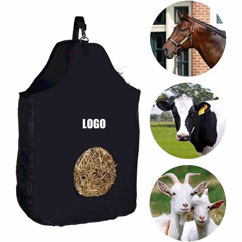 Slow Feeder Hay with Metal Snap Fastener/Hanging Hay Feeder Sack Storage Bag