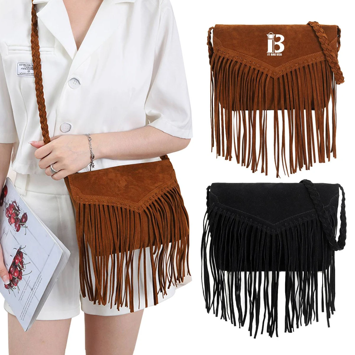 PU leather Fringed Female Shoulder Crossbody Bag for woman 1