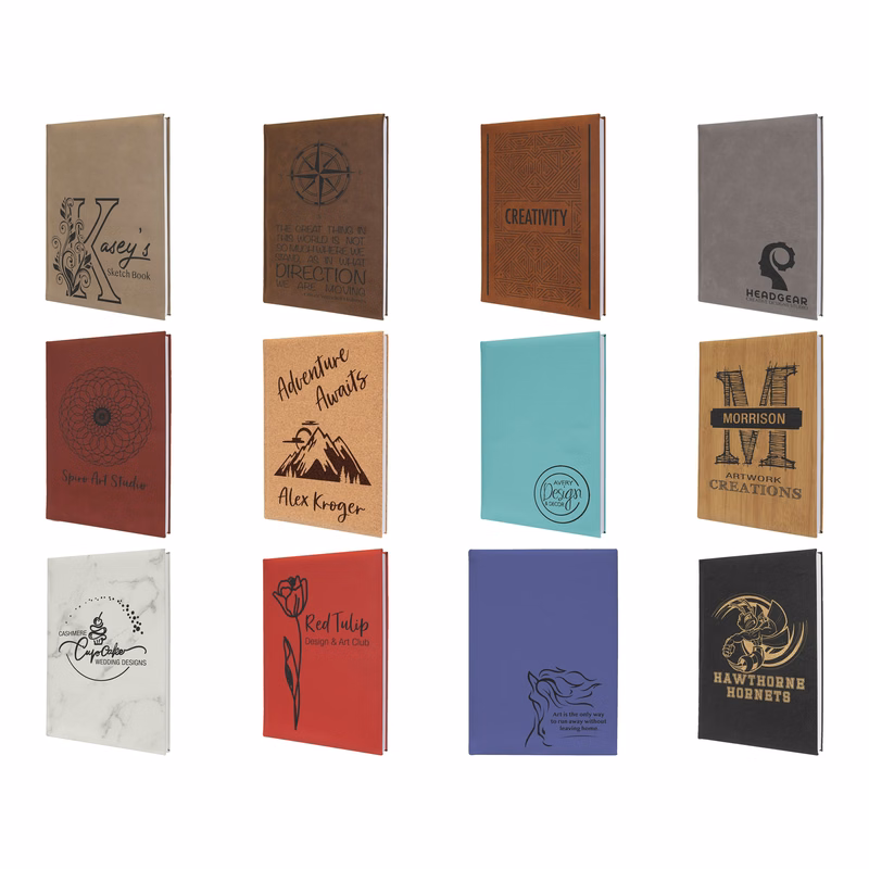 7" x 9 3/4" Leatherette Sketch Book with Unlined Notepad