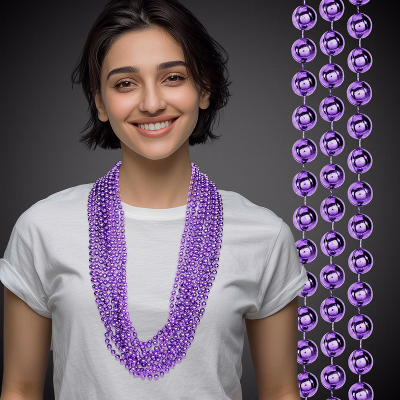 Metallic Light Lavender Mardi Gras Beads