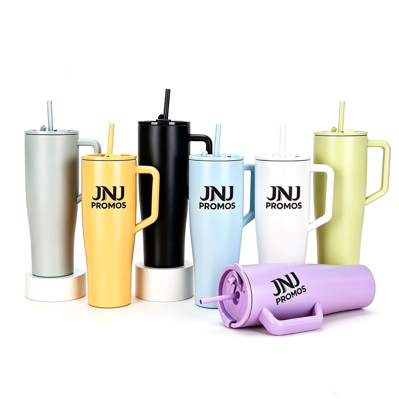 40oz Solid Color Tumbler W/ Handle & Straw