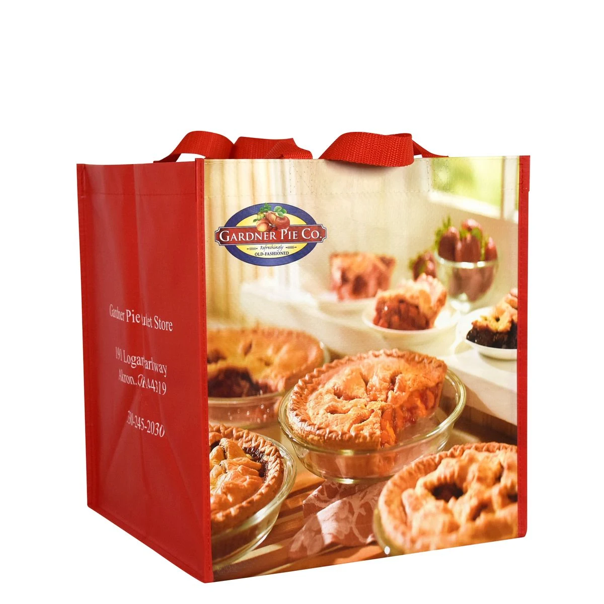 Custom Full-Color Laminated Woven Bakery Promotional Tote Bag 12"x13"x12" 1