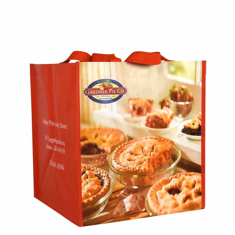 Custom Full-Color Laminated Woven Bakery Promotional Tote Bag 12"x13"x12"