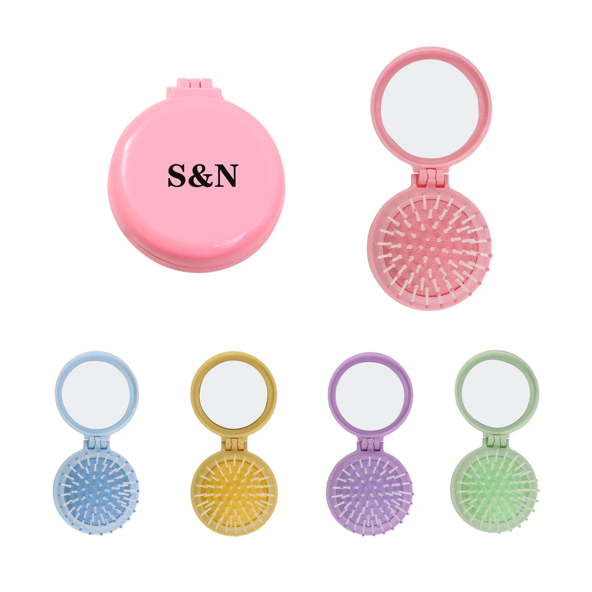 Folding Mini Makeup Mirror With Retractable Comb 1