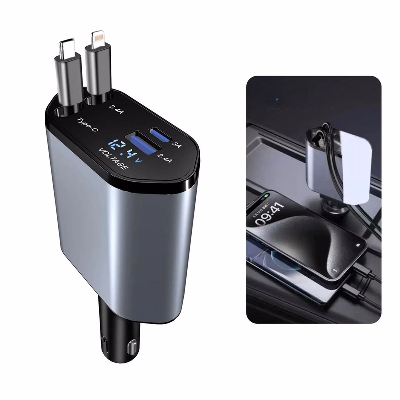 120W 4 in 1 Retractable Car Charger