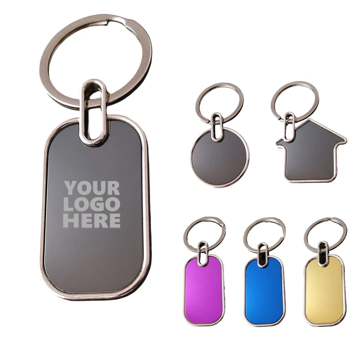 MOQ100 Square Metal Zinc Alloy Keychaink 1