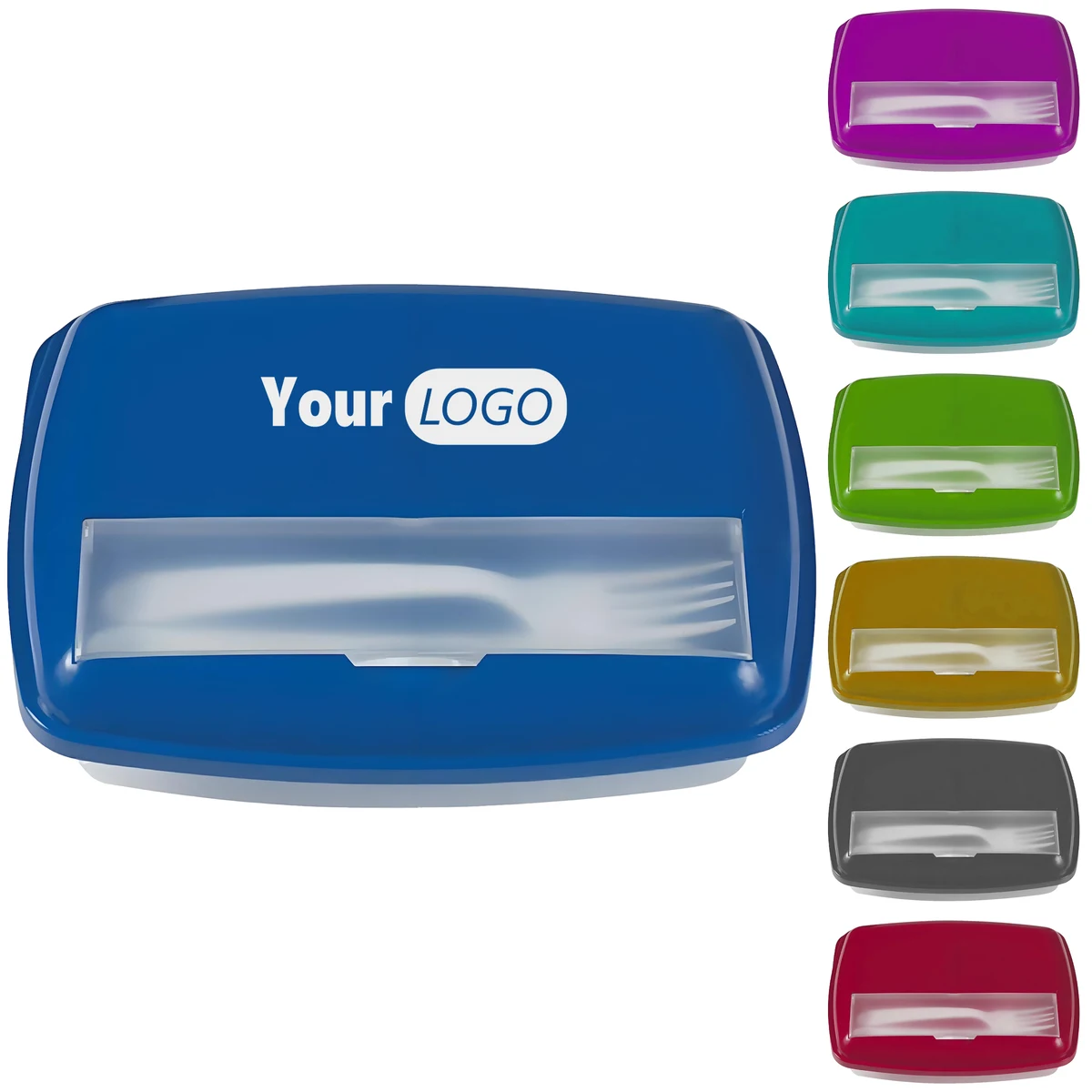 Plastic All-In-One Lunch Box With Utensil Holder 1