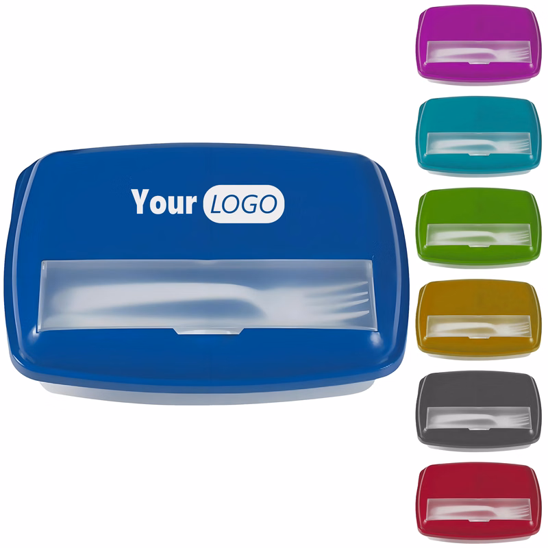 Plastic All-In-One Lunch Box With Utensil Holder