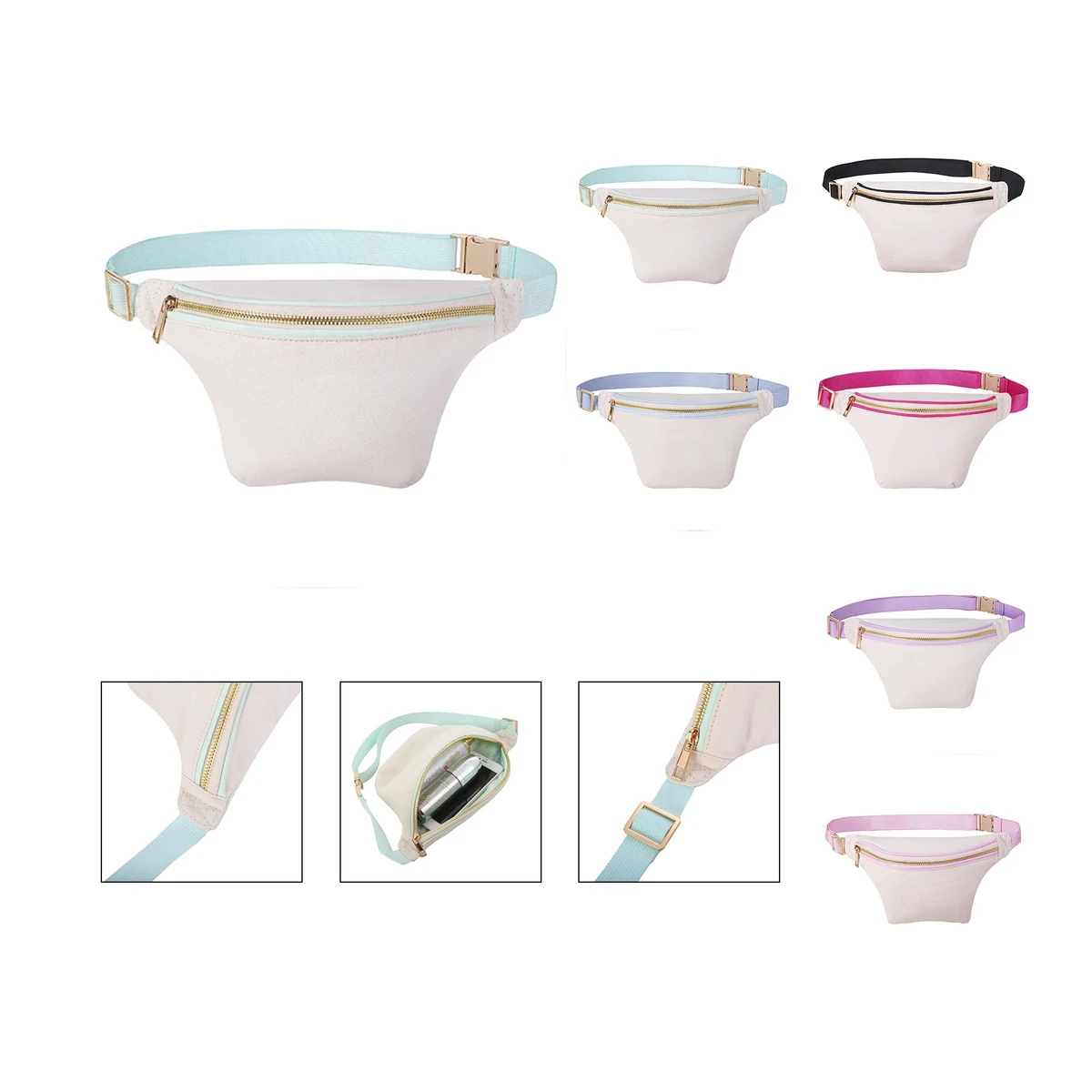 Metal Zipper Canvas Fanny Pack 1