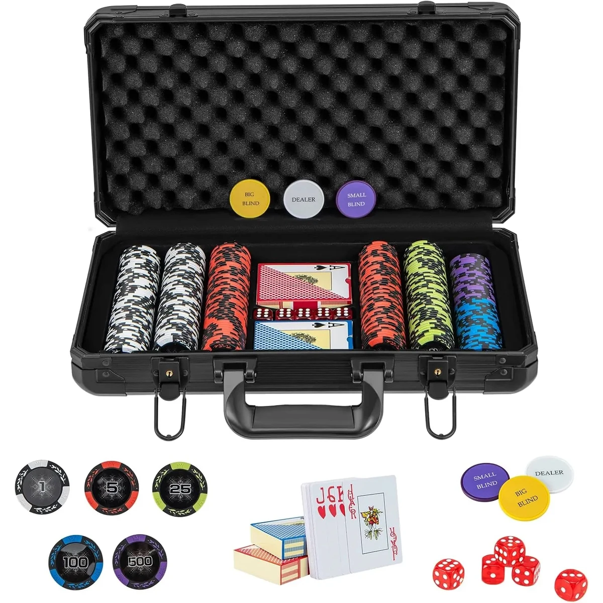 300 PCS 14 Gram Clay Poker Chips w/ Aluminum Case 1