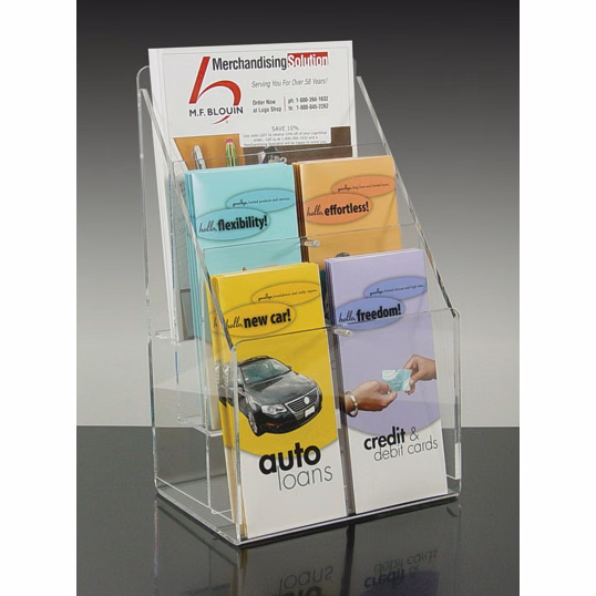 3 tierred Countertop Brochure Holder w/Adj. Pockets, holds up to (6) 4"w brochures