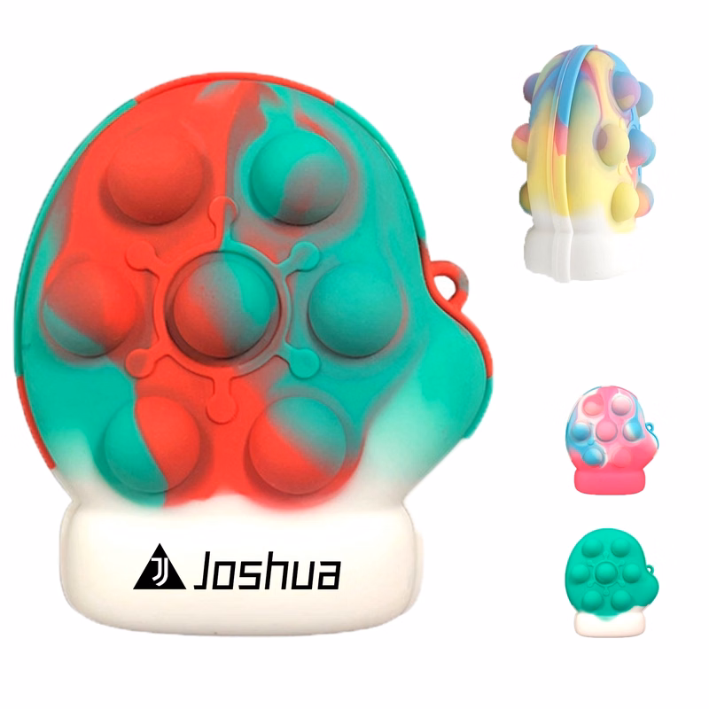 Christmas Glove Silicone Fidget Popper Stress Ball Keychain