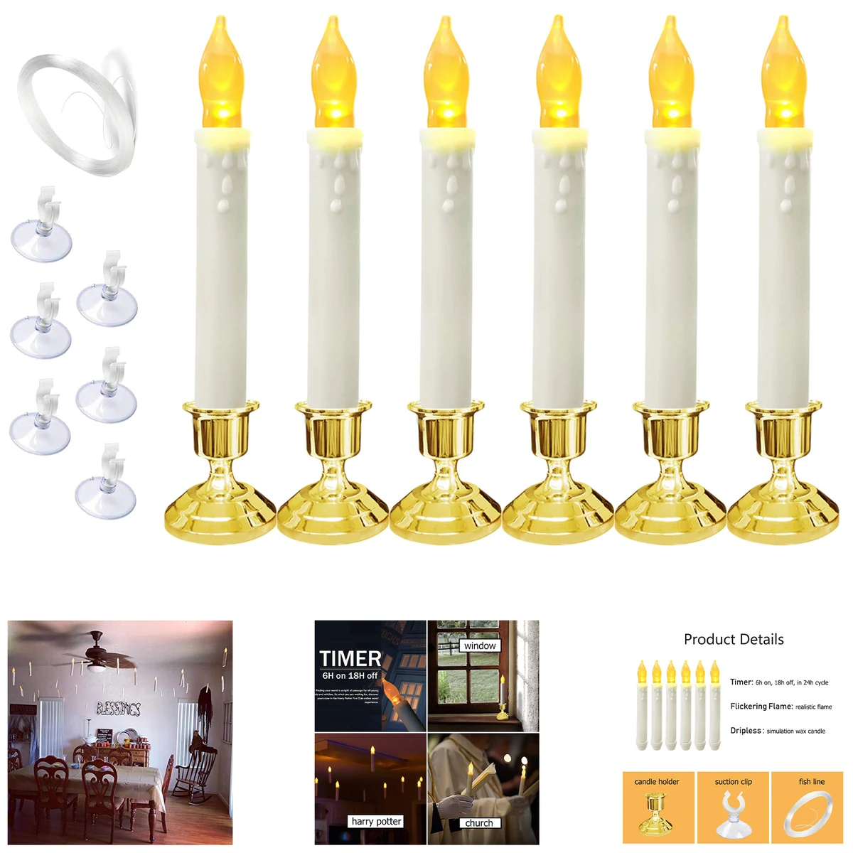 Flickering LED Floating Flameless Window Candle 1