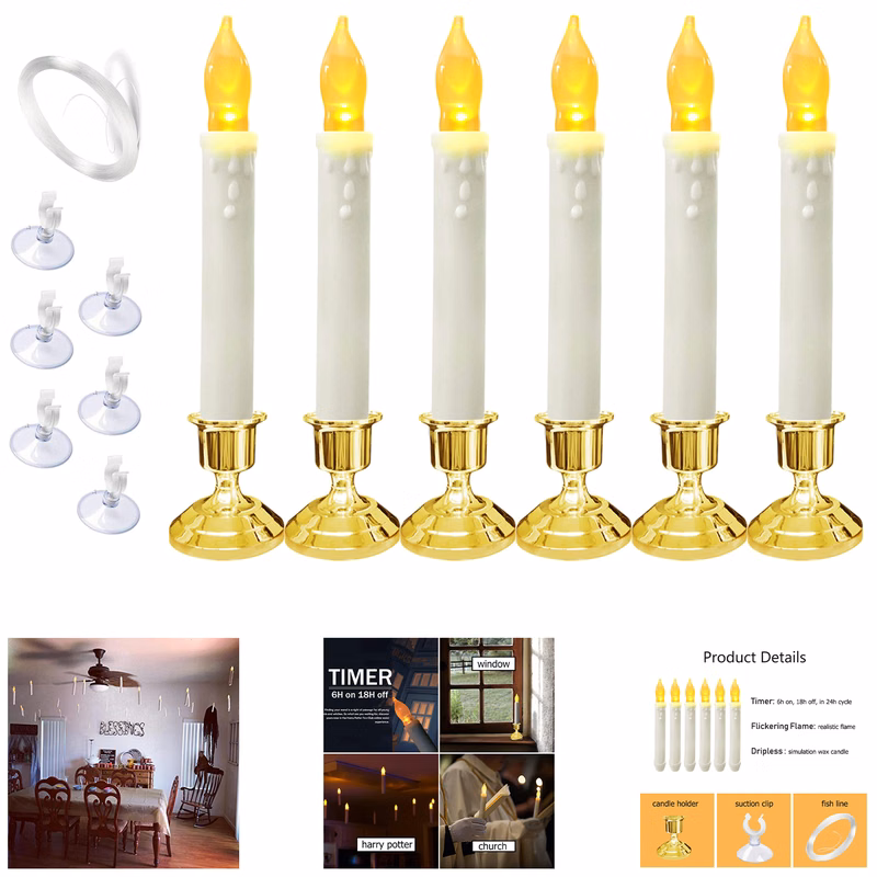 Flickering LED Floating Flameless Window Candle