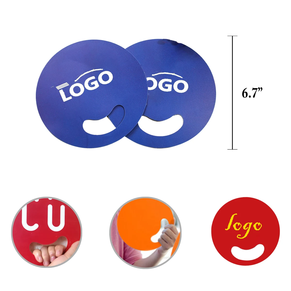 MOQ100 Round PP Plastic Hand Fans Without Handles 1