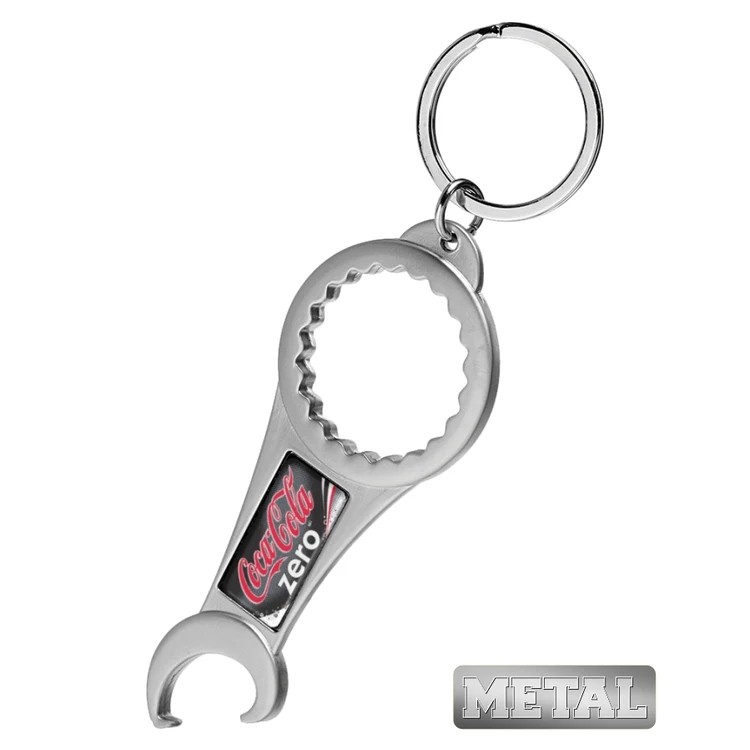 Two Way Metal Bottle Opener Keychain- Full Color 1
