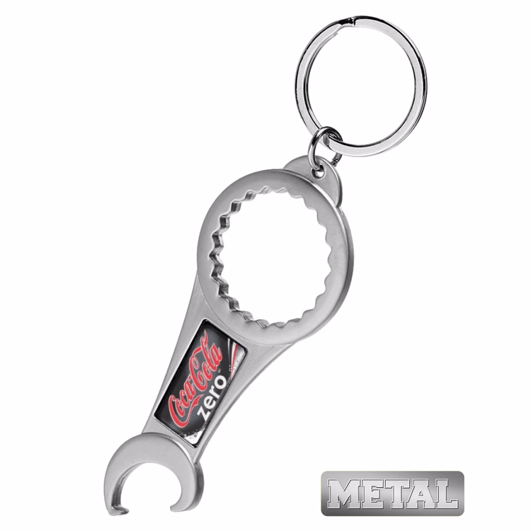 Two Way Metal Bottle Opener Keychain- Full Color