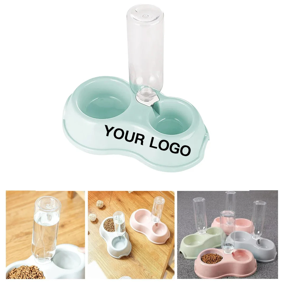 2 in 1 Plastic Pet Bowl Set For Dogs And Cats 1