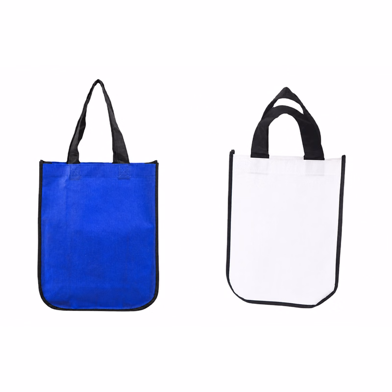 Contrast-Trim Non-Woven Tote Bag