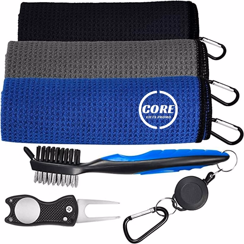 Microfiber Waffle Pattern Towel Golf Accessories Set