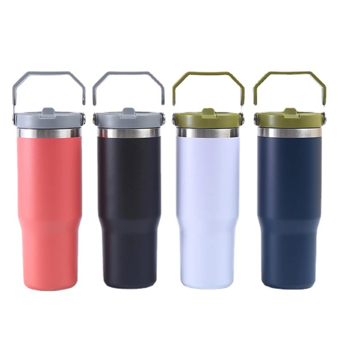 30 Oz. Vacuum Tumbler with Handle & Flip Straw Lid 1