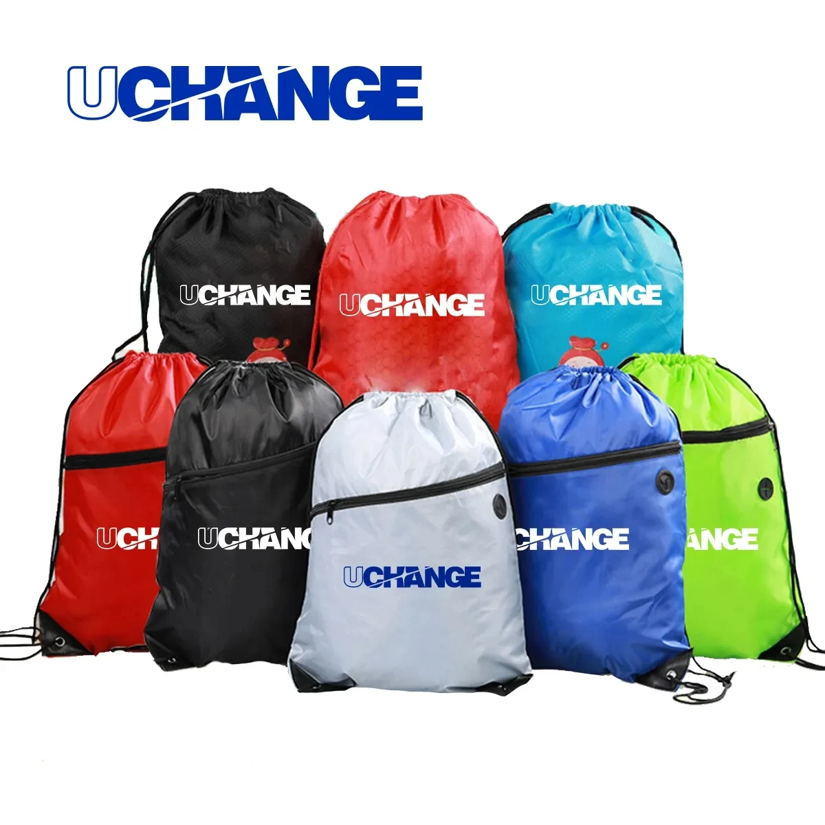 Polyester Drawstring Backpack With Zipper Pocket 1