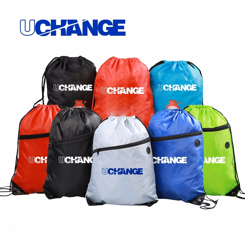 Polyester Drawstring Backpack With Zipper Pocket
