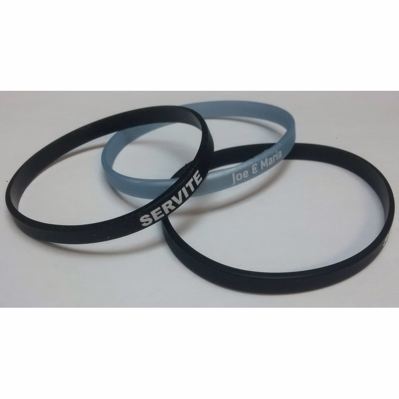 1/4" Embossed Color Filled Silicone Wristband - Thin Bands