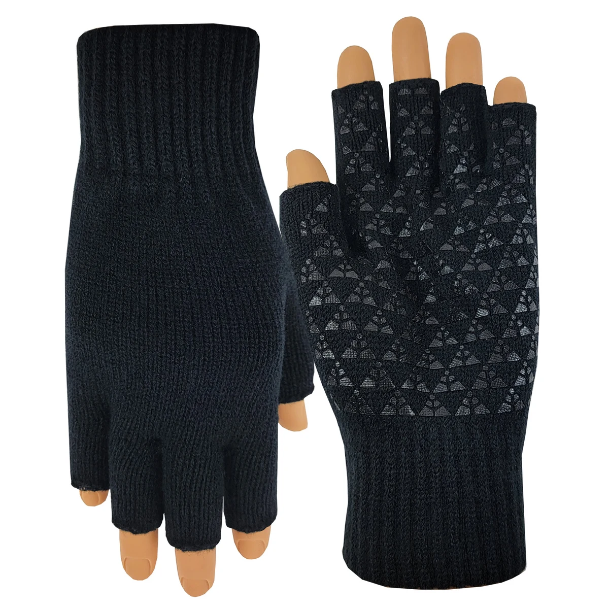 Fingerless Deluxe Knit Gloves with Gripper Palm 1