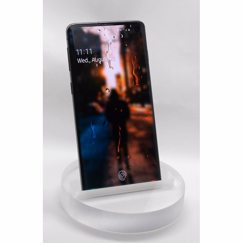 Smartphone Stand Paperweight 3/4" Clear Acrylic Round (4" dia.) Laser Engraved