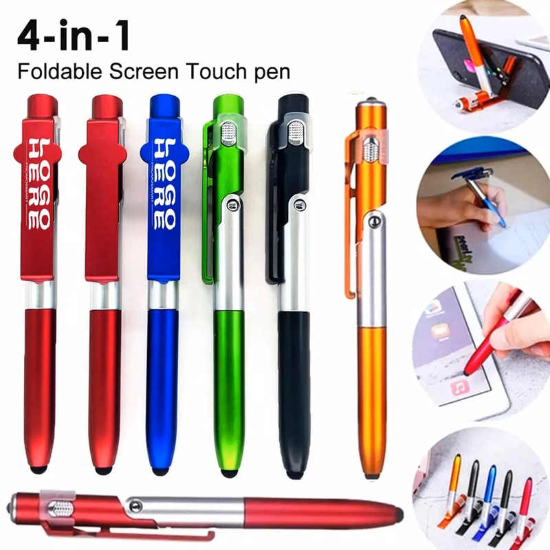 4 In 1 LED Folding Ballpoint Pen Phone Stand Holder