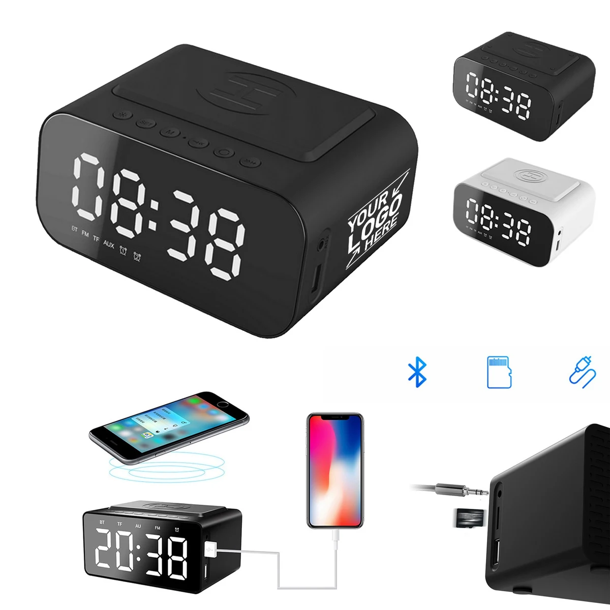 Digital Alarm Clock and Wireless Charging Bluetooth Speaker 1