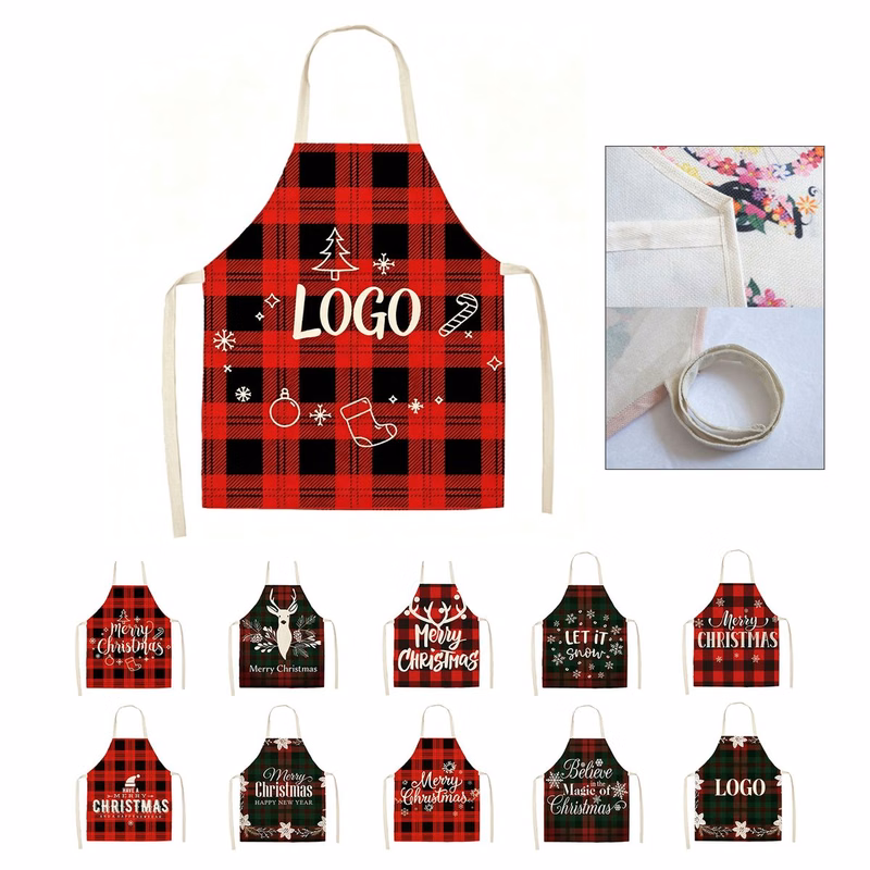 Festive Linen Pattern Apron