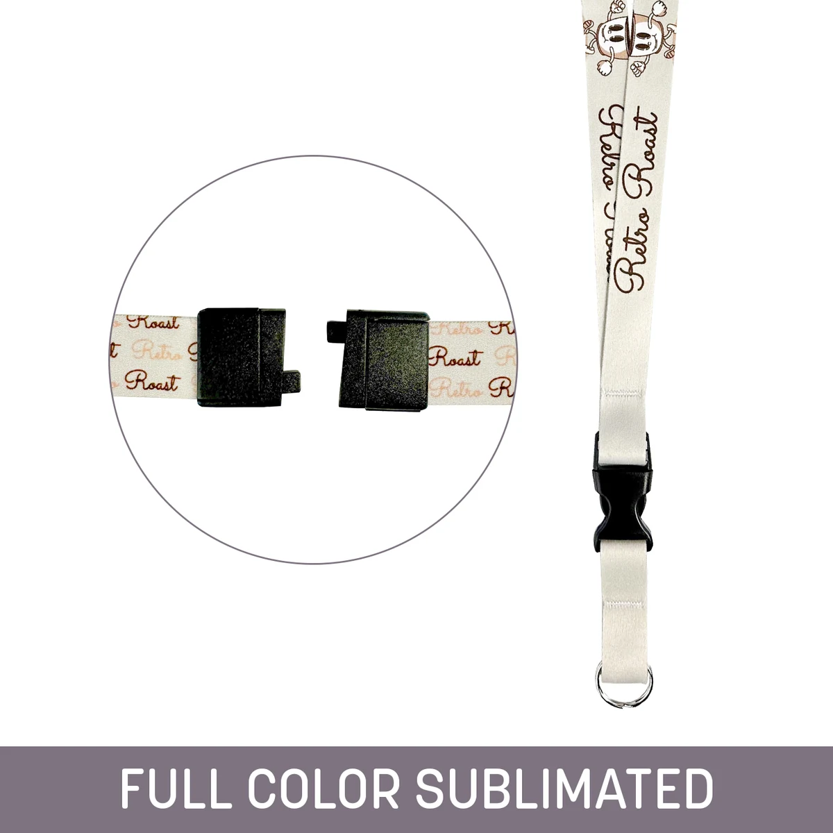 3/4" Full Color Sublimated Detachable Lanyard w/ Back Breakaway & Split Ring 1