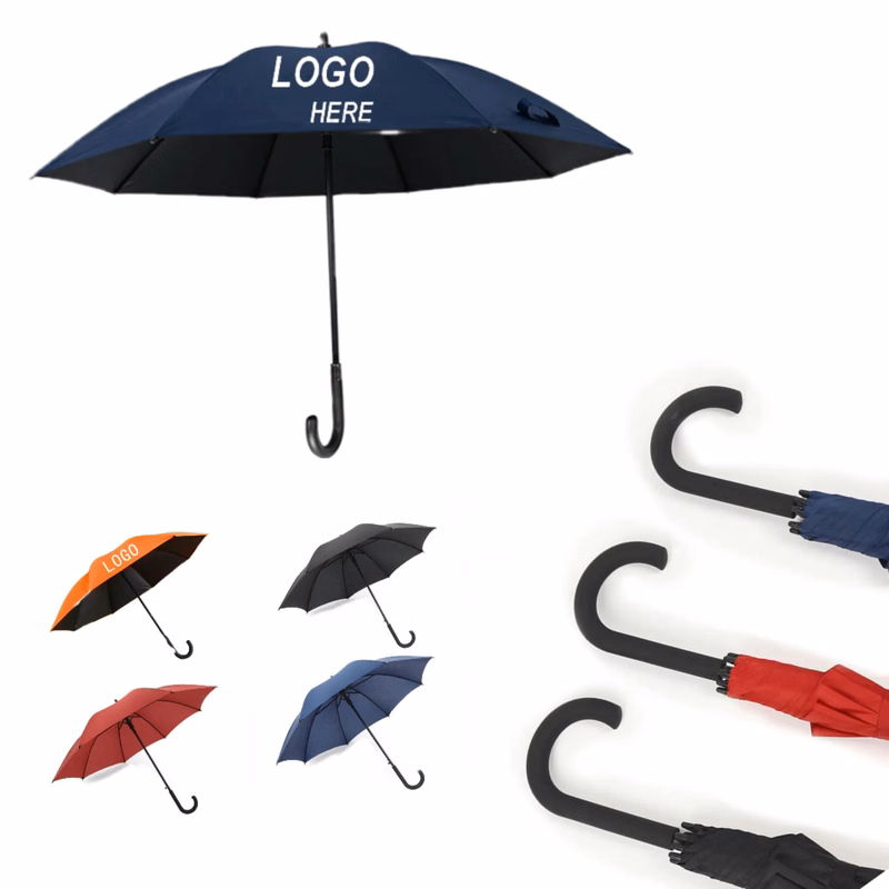 Auto Open Umbrella Classic J Stick Handle with Easy Grip