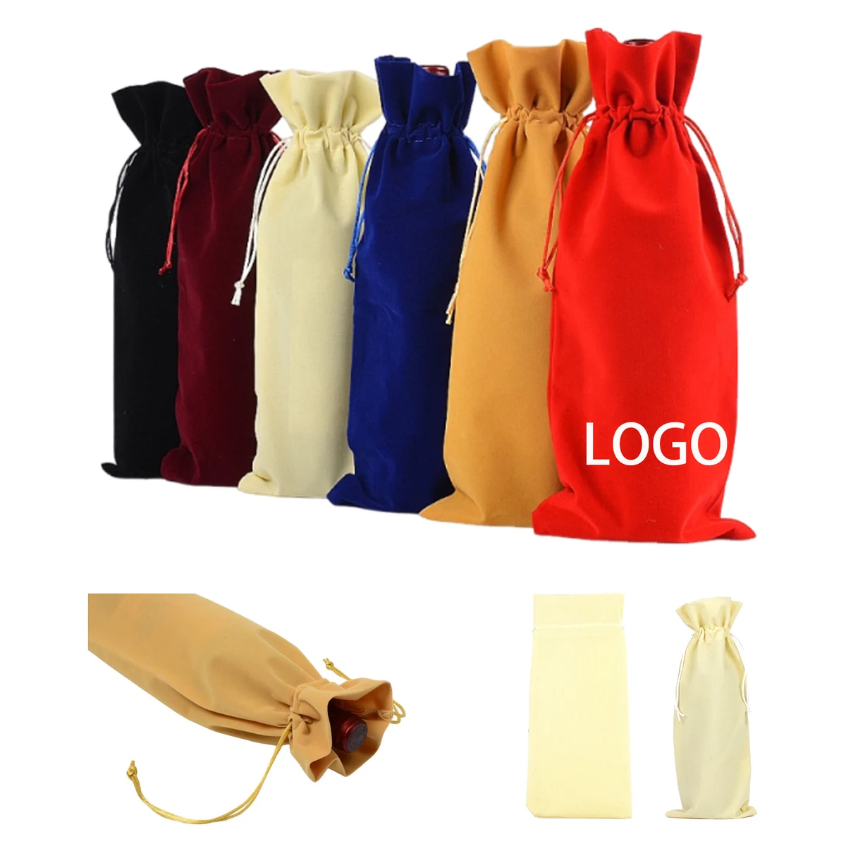 Velvet Wine Bag W/ Drawstring 1