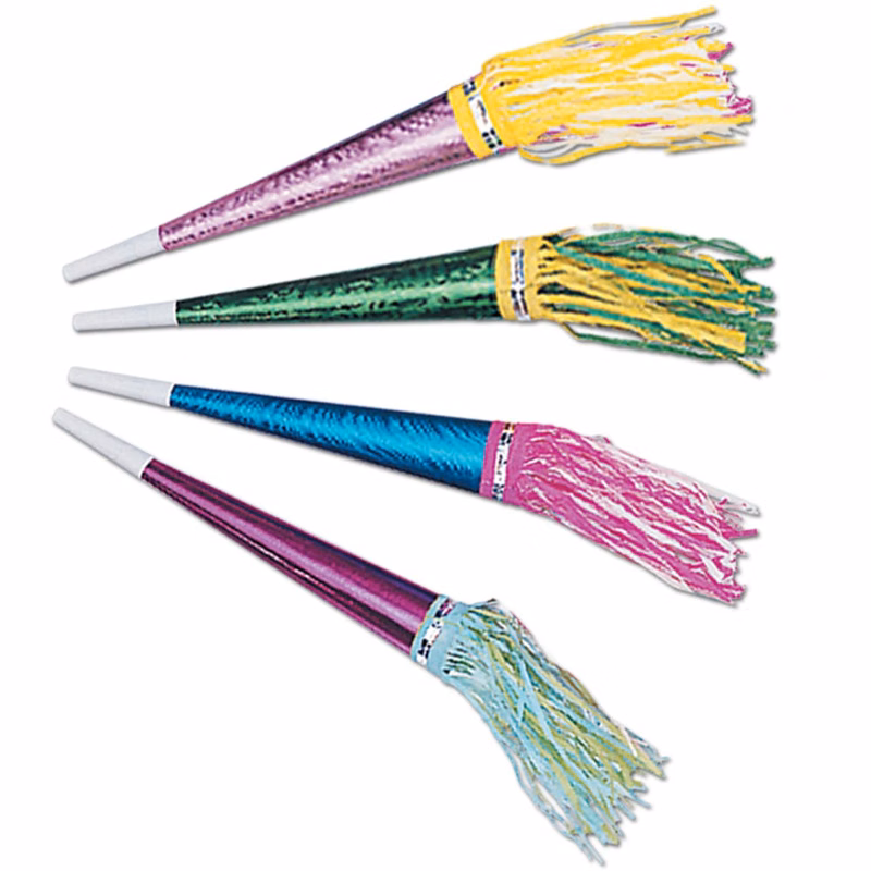 Foil Party Horns - Assorted Colors 11"