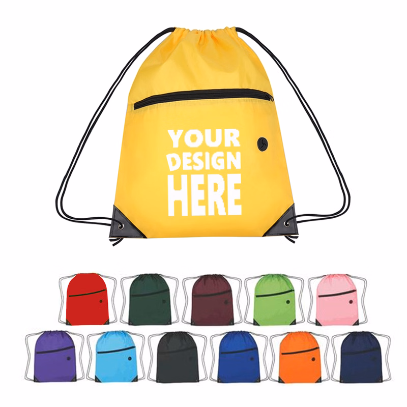 Drawstring backpack With Front Zipper
