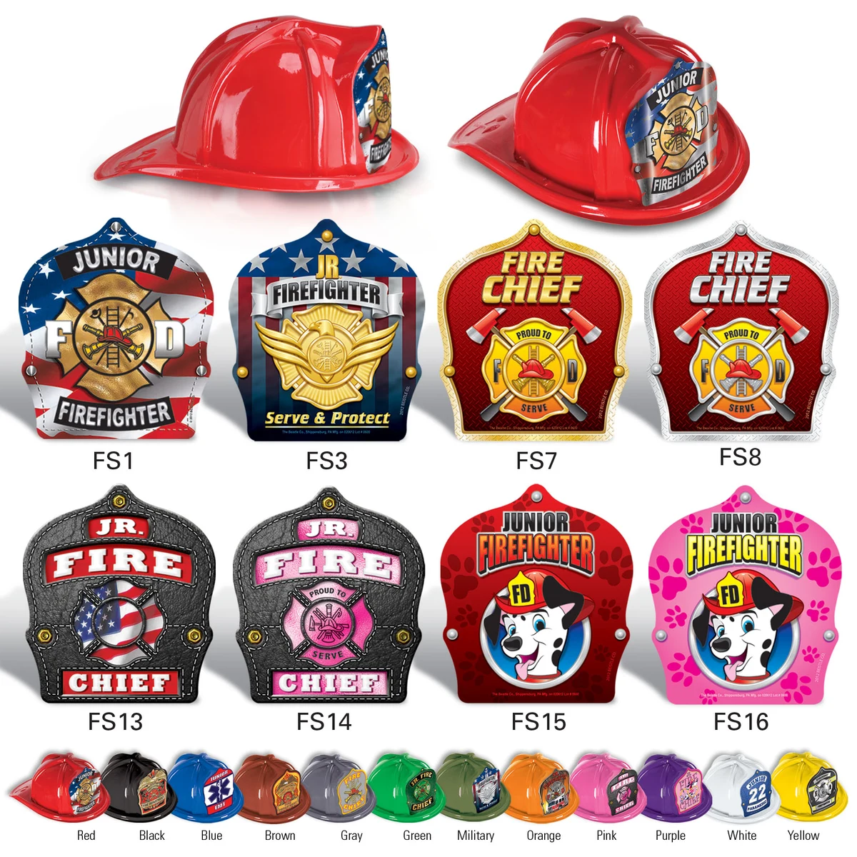 Plastic Fire Hats w/ Stock Paper Shields 1