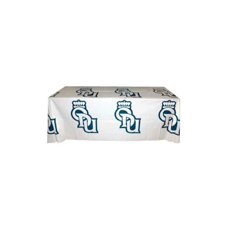 6' Flat,Recyclable White Plastic 1 Color Step and Repeat Table Cover 1