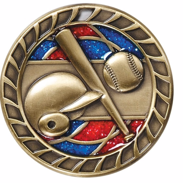 Baseball Glitter Medal, 2 1/2"