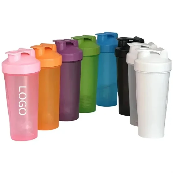 Red 20 oz Protein Shaker Bottle with Leakproof Mixing Cup 1