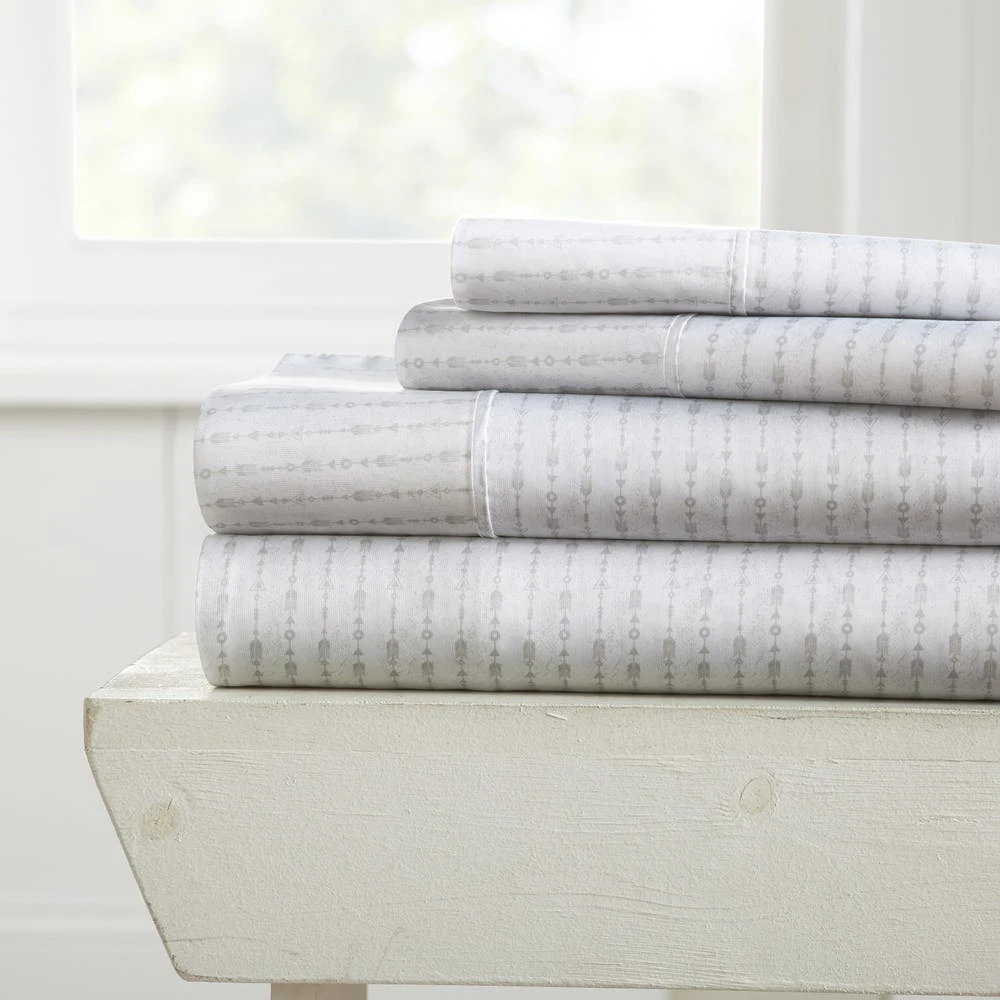 Bed Sheet Sets - Gray Queen Arrow Design 4 Set 1