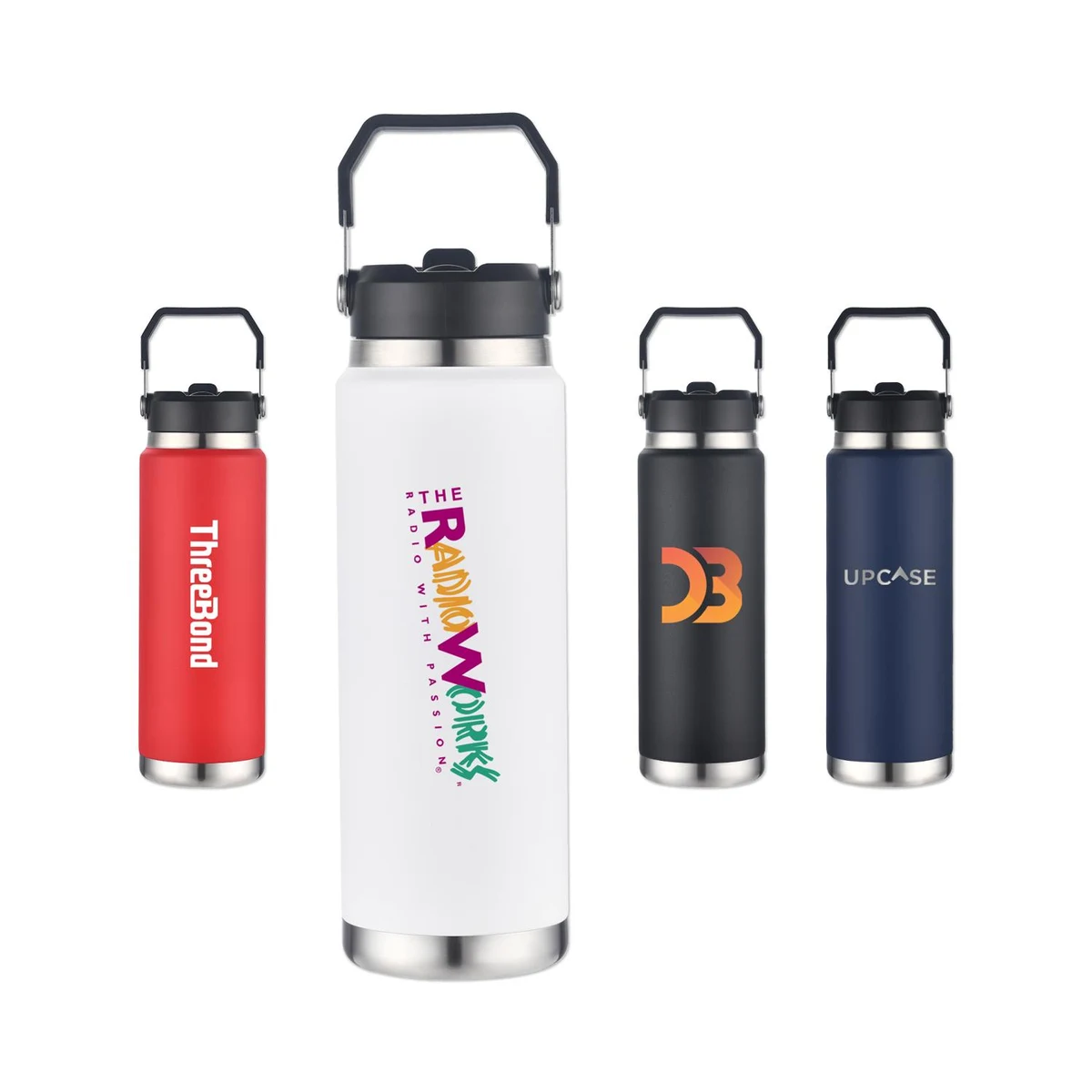 30 Oz. Vacuum Bottle with Straw and Carry Handle, custom water bottle with logo imprint 1