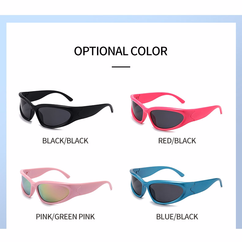 Y2K Wrap Around Fashion Sunglasses Silver Oval Shades
