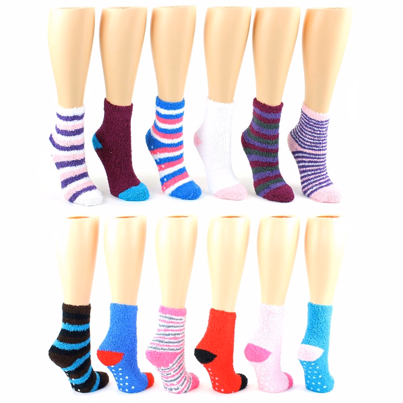 Women's Fuzzy Socks - Size 9-11 with Grips