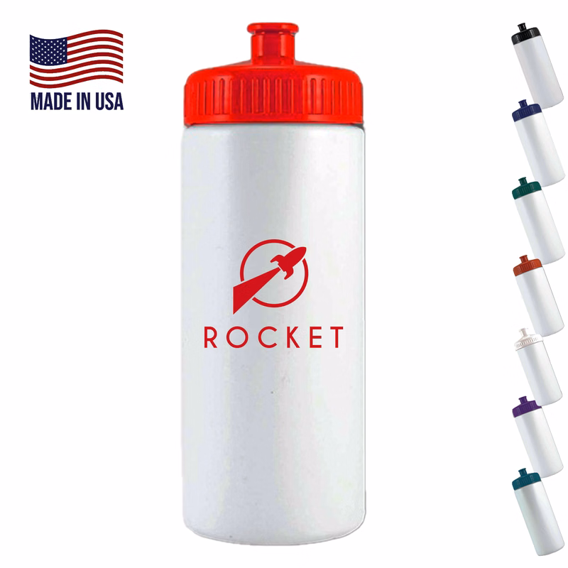 Sports Bottle USA made 16 oz plastic water bottle push spout