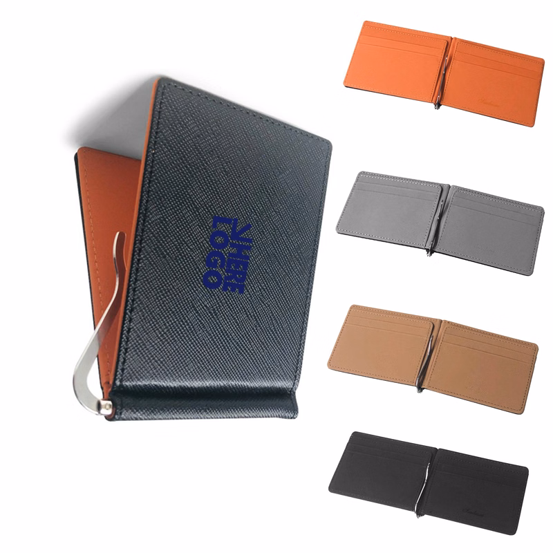 Compact PU Leather Wallet - Saffiano Finish, Sleek Design