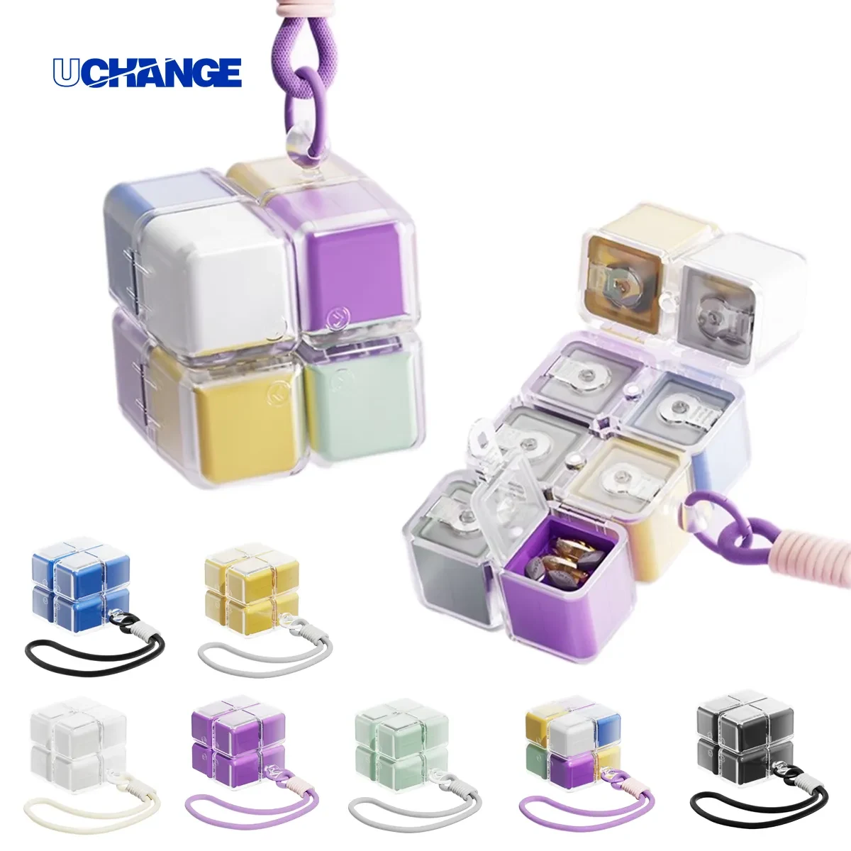 7-Day Cube Pill Organizer With Lanyard 1