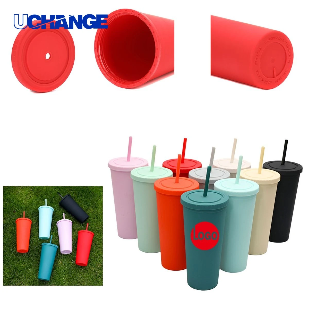 Reusable Straw Cup Container with Customizable Logo 1